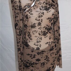 Fashion Nova Sheer Black Floral Dress